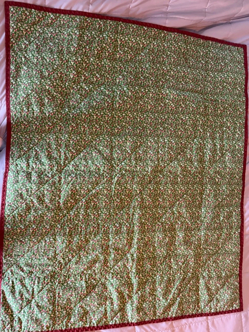 Handmade Floral Patchwork Quilt - Throw Blanket